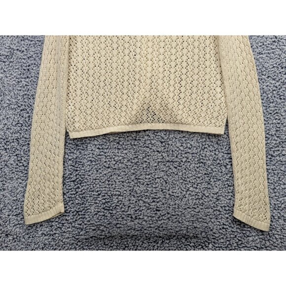 VTG Old Navy Crochet Cardigan Size L Boho Fisherman 90s Y2K Fairy Preppy Cream - Picture 6 of 12